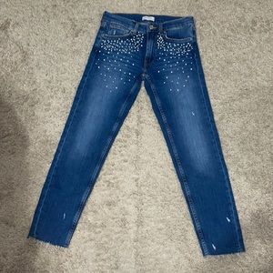 Zara jeans w/ pearl detail - size 2